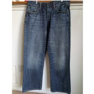 Ed Hardy Jeans Christian Audigier Dark Wash Distressed Button Fly 34 x 30 Jeans